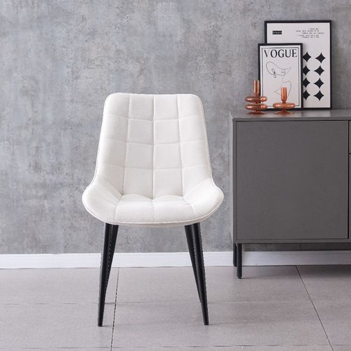 MALMO KRZESŁO TAPICEROWANE ECRU WELUR PIKOWANE na Arena.pl