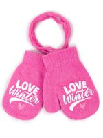 Rękawiczki dziewczęce jednopalczaste ze różowe LOVE WINTER 12 YOCLUB