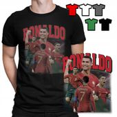 KOSZULKA T-SHIRT MĘSKI WZORY - Cristiano Ronaldo PIŁKARZ PIŁKA - XS