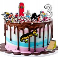 OPŁATEK ZESTAW NA URODZINY POSTACIE DESKOROLKA + IMIĘ