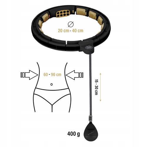HHM13 NEW HULA HOP BLACK/GOLD Z MAGNESAMI I OBCIĄŻNIKIEM + LICZNIK HMS na Arena.pl