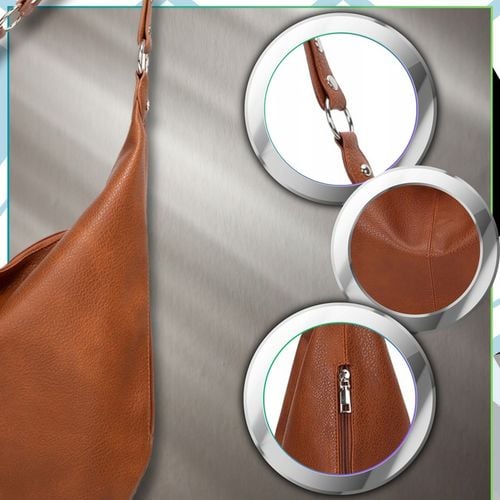 Damska Torebka Skórzana Brązowa Worek Pojemna A4 Duża Na Ramię Pasek Skóra na Arena.pl