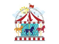 40X40CM ZEGAR KOLOROWA KARUZELA OBRAZ