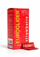 euroglider strawberry 144 szt. - prezerwatywy truskawkowe, 53 mm, lateks