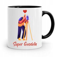 Kubek Czarny Dla Geodety Super Geodeta Prezent Z Nadrukiem Ze Zdjęciem