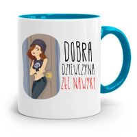 Kubek Błękitny Śmieszny Zabawny Dobra Dziewczyna Z Nadrukiem Ze Zdjęciem