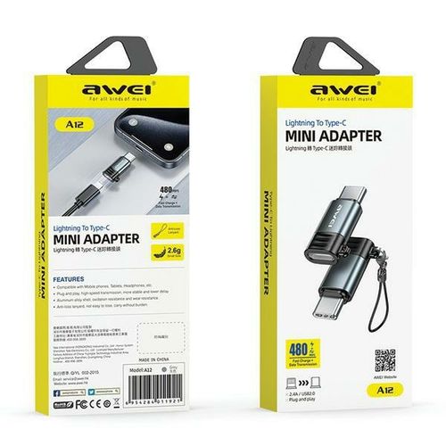 awei adapter a12 lightning/usb-c szare   /grey na Arena.pl