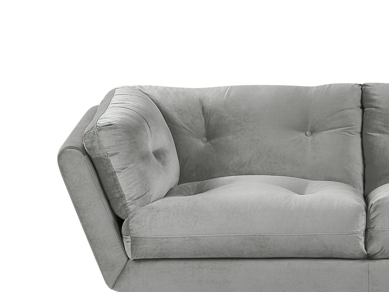 Sofa 3-osobowa welurowa szara LENVIK zdjęcie 5