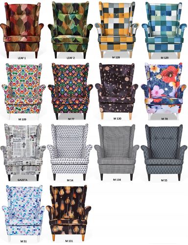 Fotel uszak ARI PRINT z podnóżkiem skandynawski  design na Arena.pl