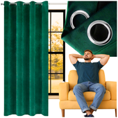 Zasłona welurowa na przelotkach 140x250 cm zielona kółka welur gotowa gruba