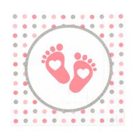 serwetki różowe baby shower stopki wózek 15szt