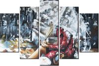 100CM 150CM OBRAZ 5 ELEM DESZCZOWA DZIEWCZYNA ŚCIENNY