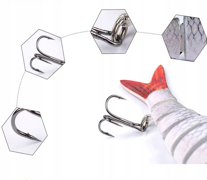 Wobler SZCZUPAK SANDACZ Łamany F145 SREBRNO-CZERWO zdjęcie 4