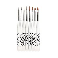 Pędzelki do żelu, zdobień Zebra - zestaw 8 szt.