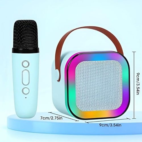 ZESTAW GŁOŚNIK BLUETOOTH PRZENOŚNY KARAOKE RGB 2 MIKROFONY USB SD MINI JACK na Arena.pl
