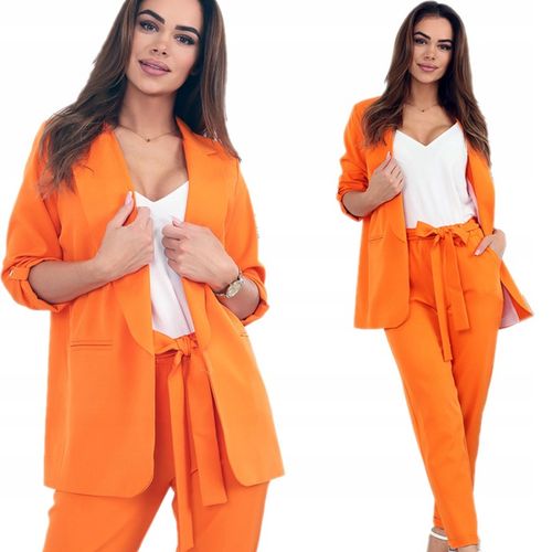 GARNITUR DAMSKI SPODNIE MARYNARKA 38 M POMARAŃCZ na Arena.pl