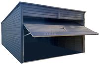 Garaż blaszany 3,5x7m Brama uchylna drzwi antracyt dach spad w tył TS1060