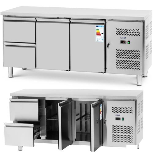 Stół chłodniczy z blatem roboczym 2 komory 2 szuflady -2-10 C 417 l 275 W na Arena.pl