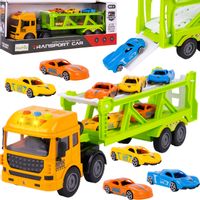 Ciężarówka Laweta Tir Zestaw 6 Aut Samochód Transporter + Resoraki Autka