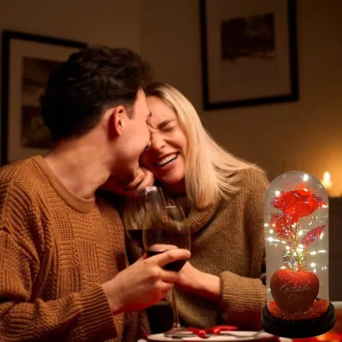 WIECZNA RÓŻA W SZKLE W KOPULE ŚWIECĄCA NA WALENTYNKI LED PREZENT PUDEŁKO na Arena.pl