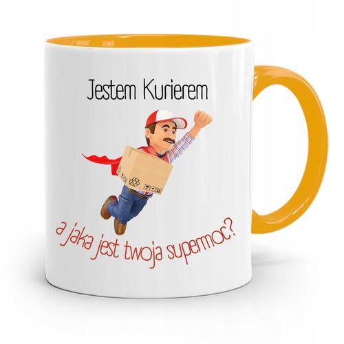 Kubek Żółty Dla Kuriera Jestem Kurierem Prezent Z Nadrukiem Ze Zdjęciem na Arena.pl