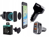 SAMOCHODOWY ROZDZIELACZ 4xUSB QC PD 40W MAGNETYCZNY MOCNY UCHWYT DO KRATKI