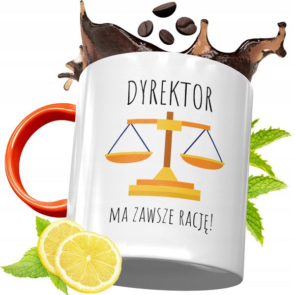 Kubek Pomarańczowy Dla Dyrektora Prezent Z Nadrukiem Ze Zdjęciem zdjęcie 1