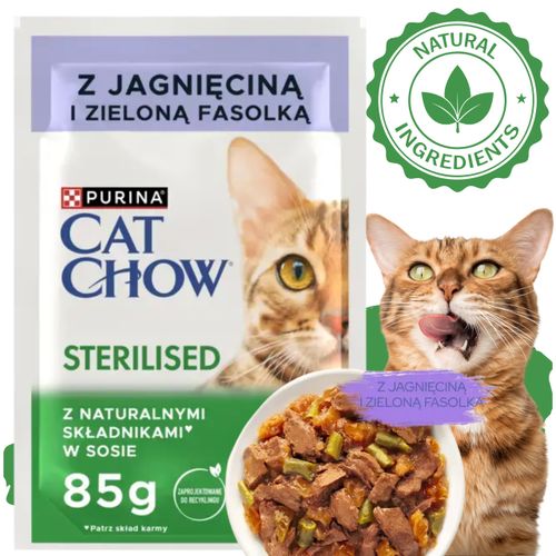 karma mokra dla kotów sterylizowanych cat chow jagnięcina z fasolą 85 g na Arena.pl