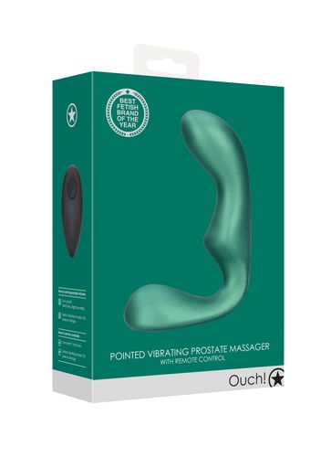 pointed vibrating prostate massager with remote control   metallic green na Arena.pl