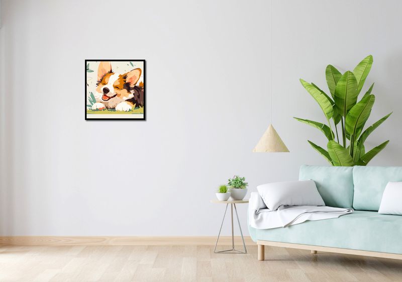 Plakat 50x50cm Beztroski Corgi zdjęcie 4