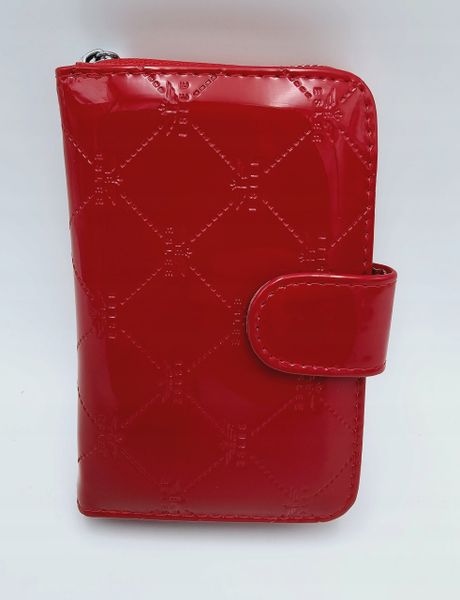 Eslee - elegancki portfel damski skóra ekologiczna czerwony lakier F6987 zdjęcie 2