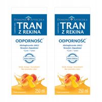 Tran z rekina Mango Brzoskwinia 250 ml EPA ODPORNOŚĆ Selen Cynk ZESTAW