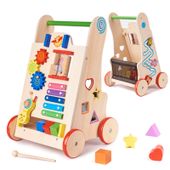 Drewniany Chodzik Pchacz Edukacyjny Tablica Manipulacyjna dla Dzieci 6w1