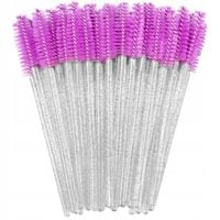 SZCZOTECZKA DO RZĘS I BRWI SPIRALKA FIOLETOWA BROKAT 50 sztuk