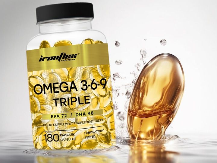 IRONFLEX OMEGA 3-6-9 TRIPLE 180 kaps KWASY TŁUSZCZOWE OLEJ RYBI + LNIANY zdjęcie 3