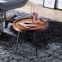 Stolik kawowy z drewna sheesham w stylu industrialnym