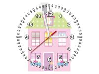 30X30CM ZEGAR RÓŻOWY DOMEK OBRAZ DREWNO