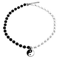 Perłowy naszyjnik czarnobiały Yin-Yang perełki koraliki damski męski