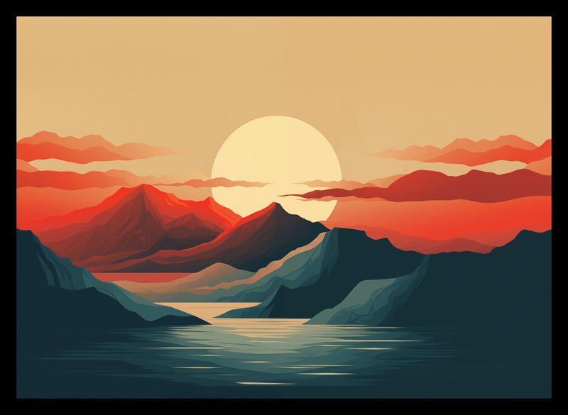 Plakat 35x25cm Zachód Słońca nad Górami zdjęcie 2