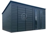 Schowek Domek Ogrodowy 4,5x3 Brama 2x okno antracyt dach spad w tył PLG130