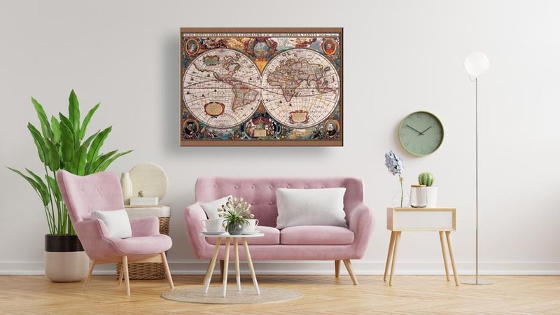 17Th Century World Map - Obraz na płótnie 120x90 zdjęcie 5