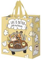Mocna torba zakupowa laminowana Wesoły Samochodzik 14L kremowy 30x14x33cm