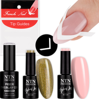 NTN Zestaw Classic French 2x Lakier Hybrydowy 5g + Żel+Naklejki Paski Nr170