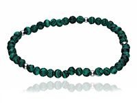 SREBRNA BRANSOLETKA ŻYŁCE NATURALNY MALACHIT KAMIEŃ RÓWNOWAGI KULECZKI