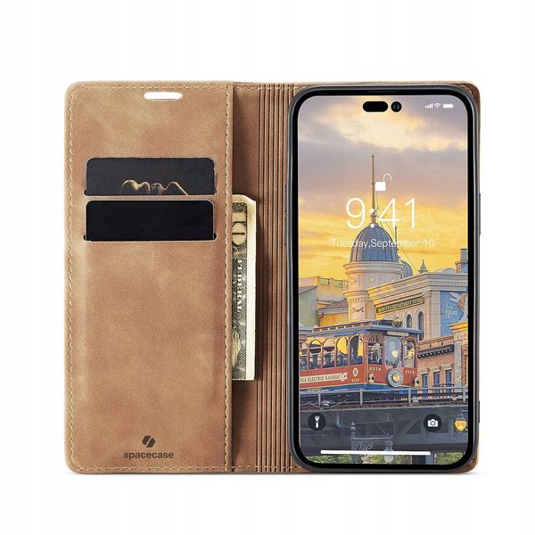 Spacecase Wallet Iphone 14 Pro Light Brown zdjęcie 13