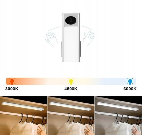LAMPA LISTWA PODSZAFKOWA LED MEBLOWA NOCNA CZUJNIK NA RUCH RĘKĄ MAGNES na Arena.pl