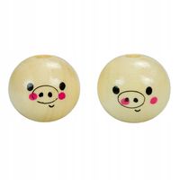 Drewniane koraliki buzia buźka świnka 20mm 5szt.