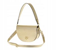 Laura Biaggi - torebka listonoszka podkowa złoty struktura lnu JS256