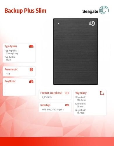 Seagate Backup Plus 1TB 2,5 STHN1000400 Black na Arena.pl