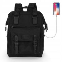 Plecak Himawari 9018 na laptopa 14-15 z USB #05 cały czarny